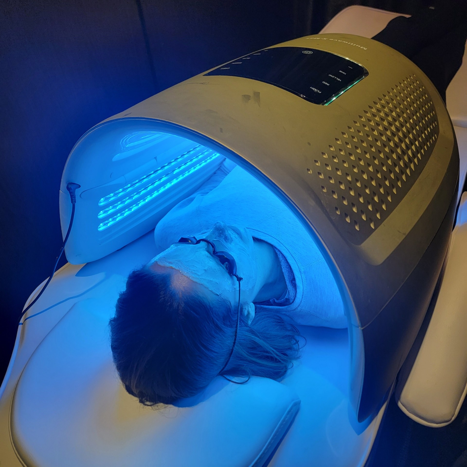 LED light treatment session in the spa room